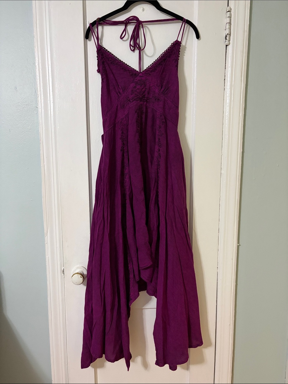 Advance Apparels Plum Asymmetrical Spaghetti-Strap Dress